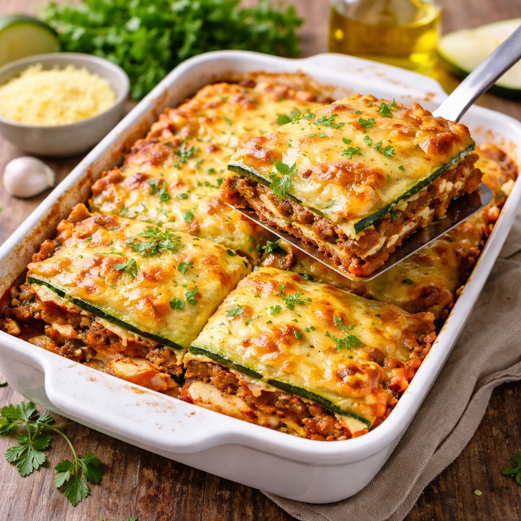 Frische Zucchini Lasagne aus dem Ofen